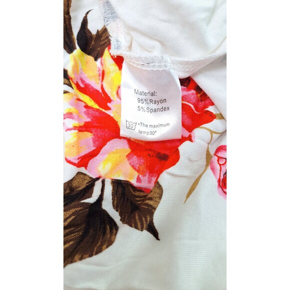 Lilbetter Sleeveless Floral Print A-Line Dress White Pink Size Medium Ruffle Hem - Picture 4 of 8